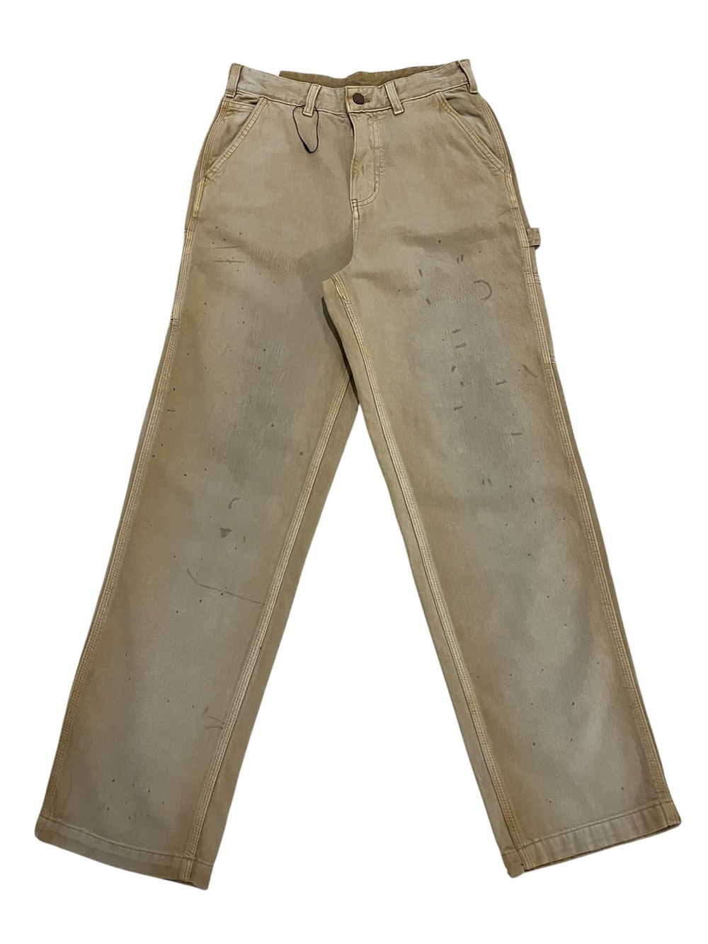 Zara Men's 100% Cotton Tan Distressed Carpenter Workwear Straight Leg Jeans- 29